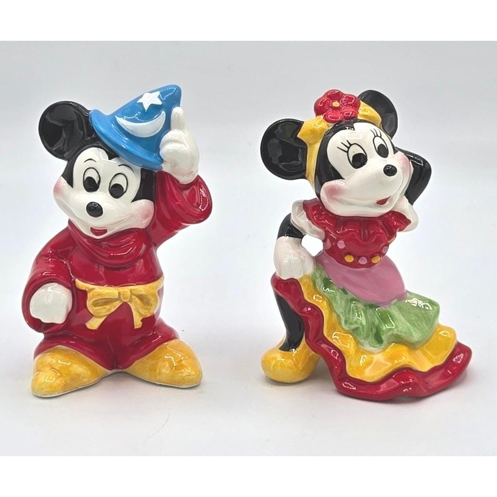 Vintage Disney Mickey & Minnie Mouse Ceramic Figurines - Sorcerer & Flamenco